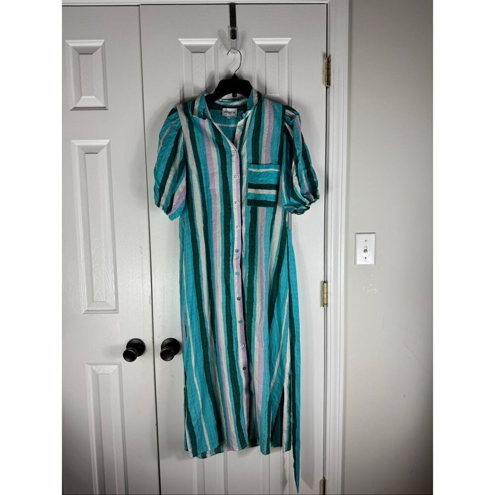 Frnch Paris Women’s Midi Shirt Dress Size Button Down Belt Size Large